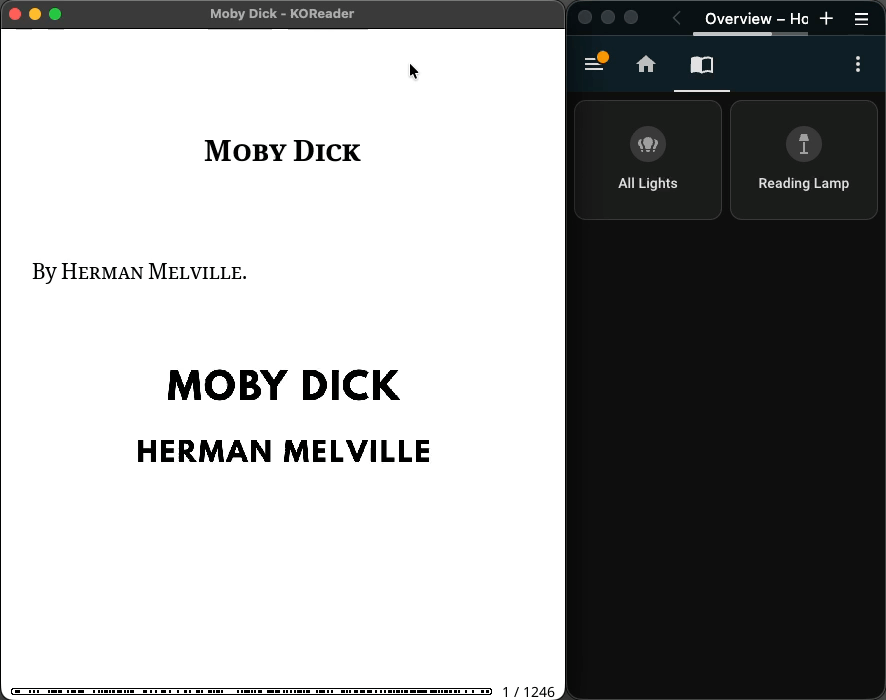 homeassistant.koplugin in action