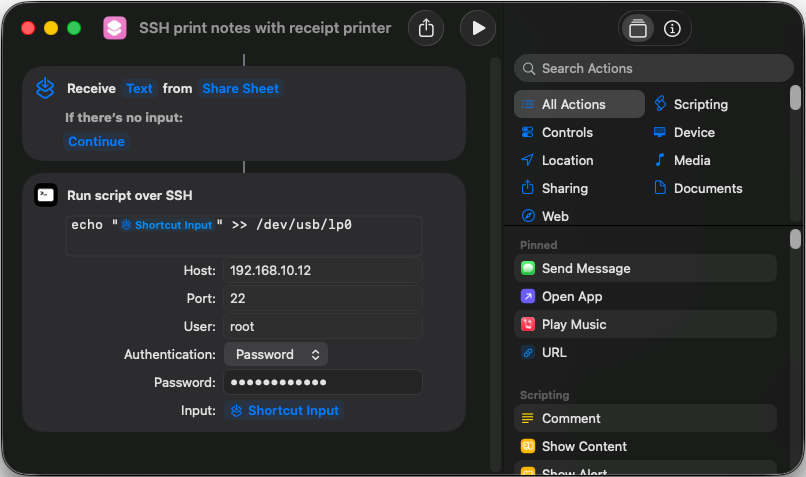 Screenshot of a simple Apple Shortcut
